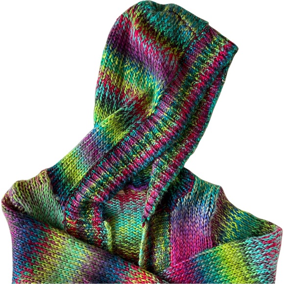 Colorful hooded cardigan - fun sweater - rainbow sweater - bright cheerful - Picture 1 of 3